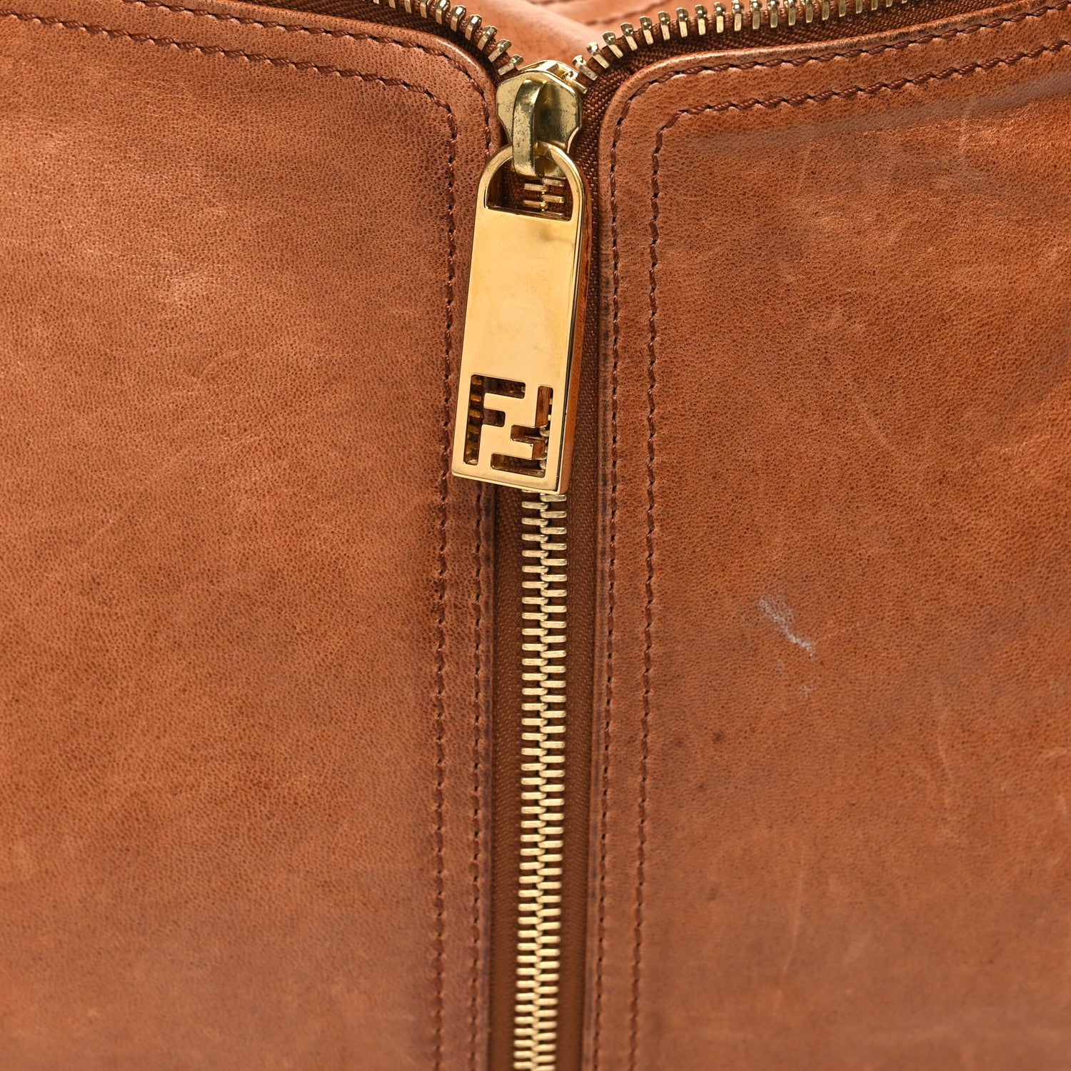 Fendi Sheepskin Zipper Hobo Brown 8 of 12