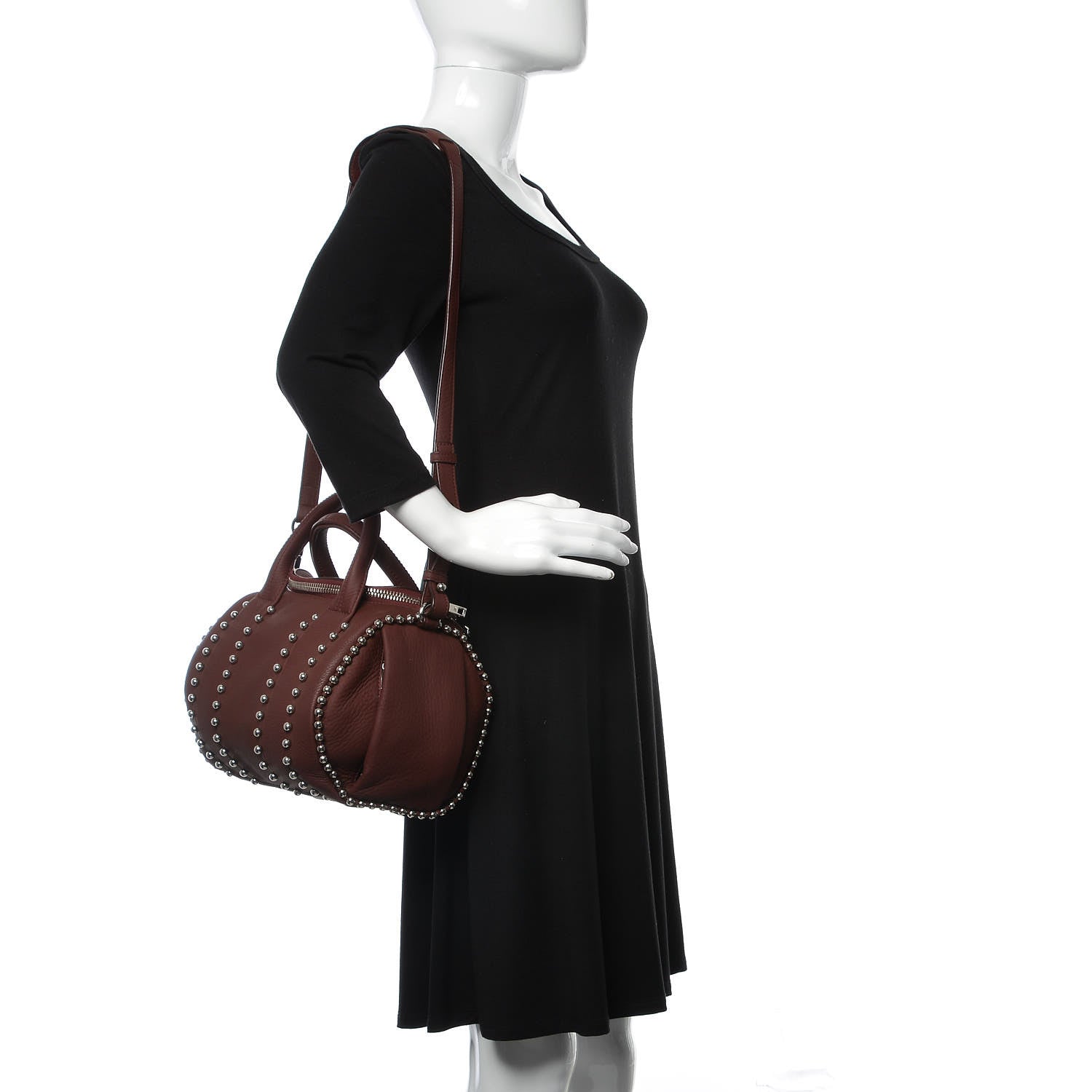 Alexander Wang Calfskin Studded Rockie Matte Beet Rodium Hardware 2 of 9