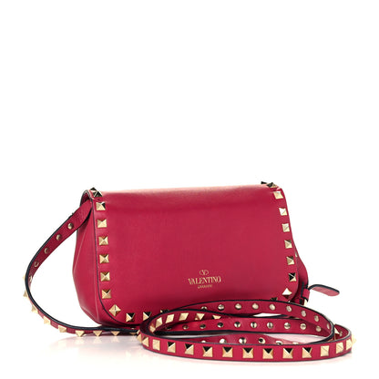 Valentino Garavani Vitello Mini Rockstud Flap Saddle Crossbody Bag Cyclamin 3 of 12