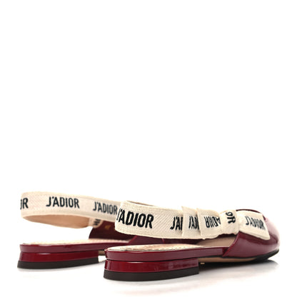 Christian Dior Patent Ribbon J'Adior Slingback Ballet Flats 35 Scarlet 4 of 8