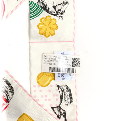 Hermes Silk Garde Robe Pop Charms Twilly White Multicolor 4 of 4