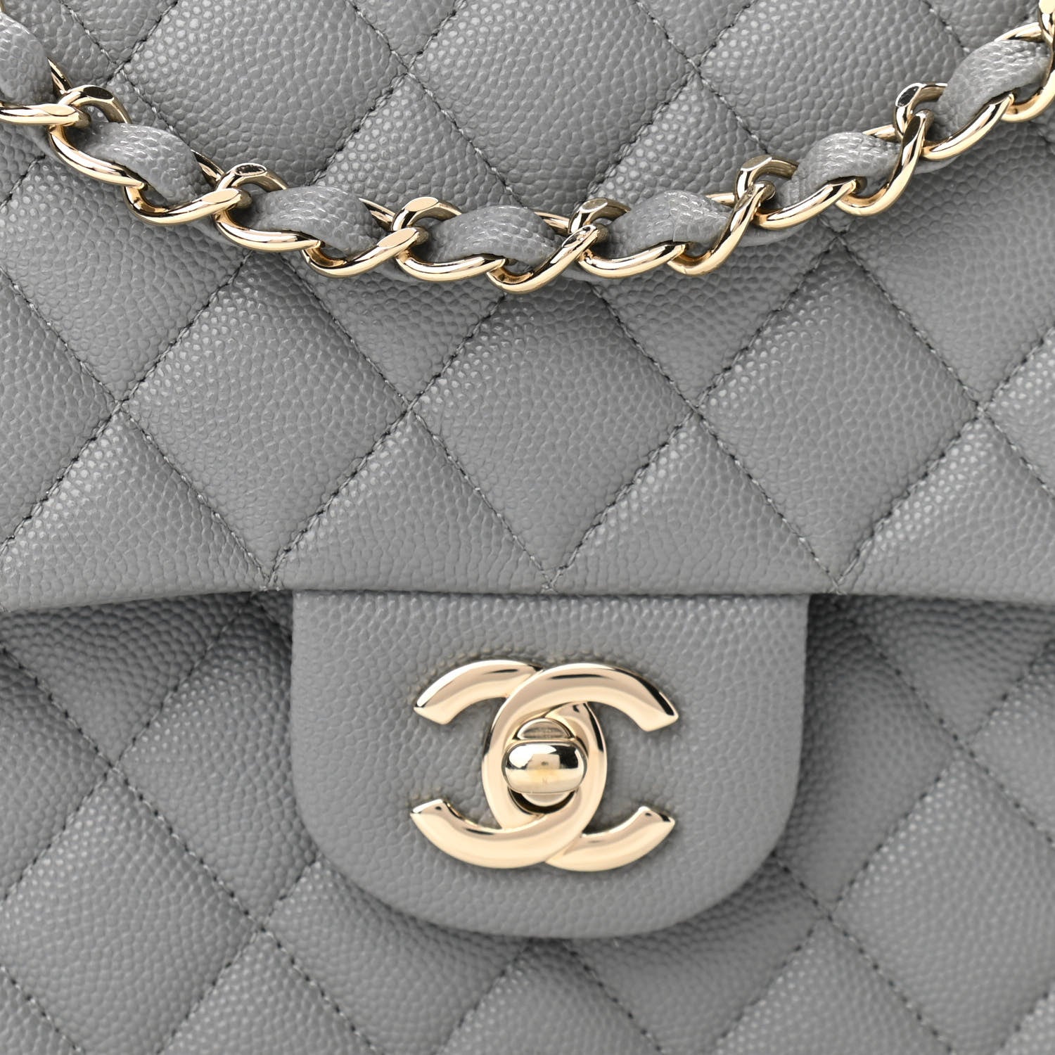 Chanel Caviar Quilted Medium Double Flap Grey 8 of 11