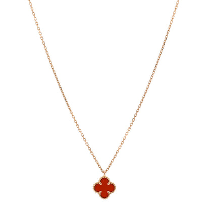 Van Cleef & Arpels 18K Rose Gold Carnelian Sweet Alhambra Pendant Necklace 1 of 5