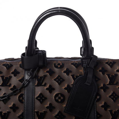 Louis Vuitton Monogram Tuffetage Keepall Triangle Bandouliere 50 Black Black 7 of 8