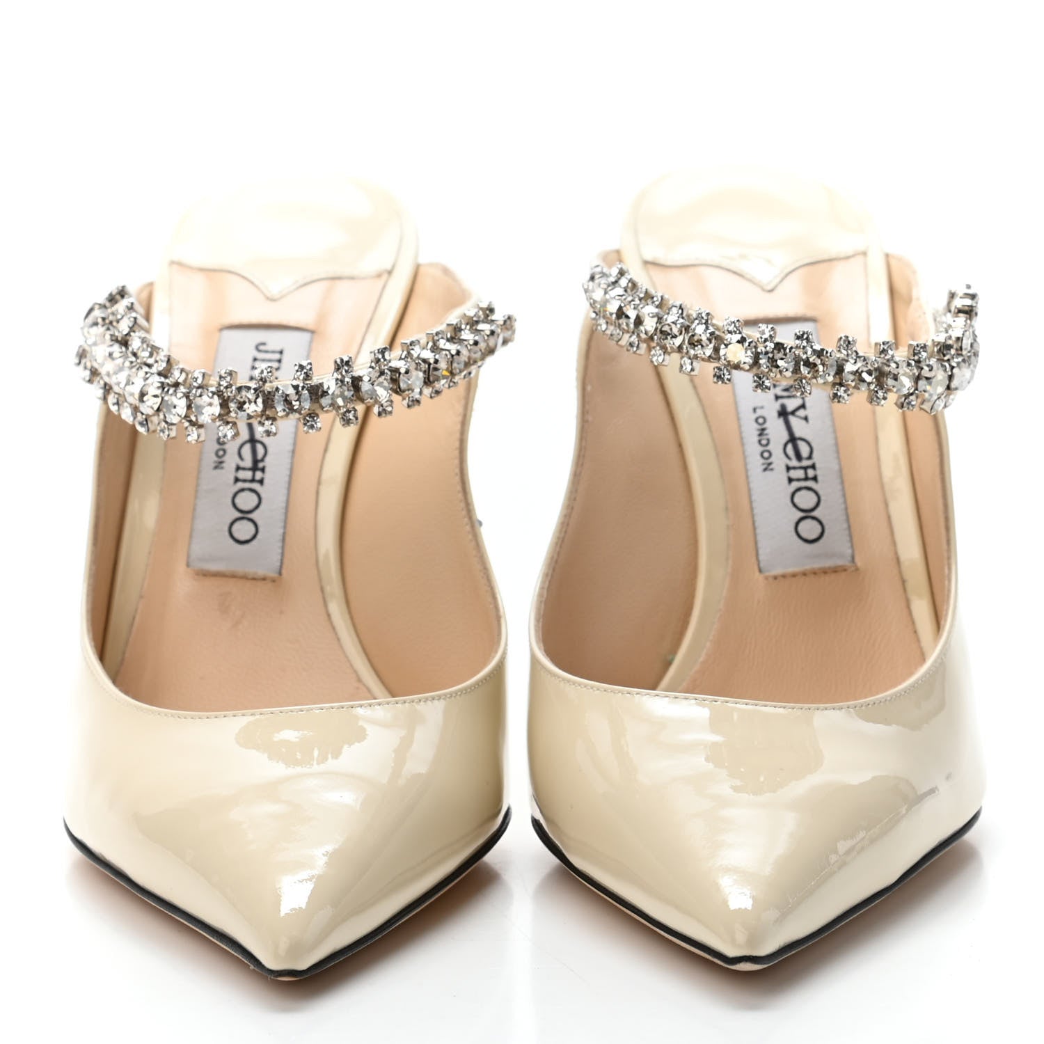 Jimmy Choo Patent Crystal Bing 100 Pumps 38 Linen 2 of 4