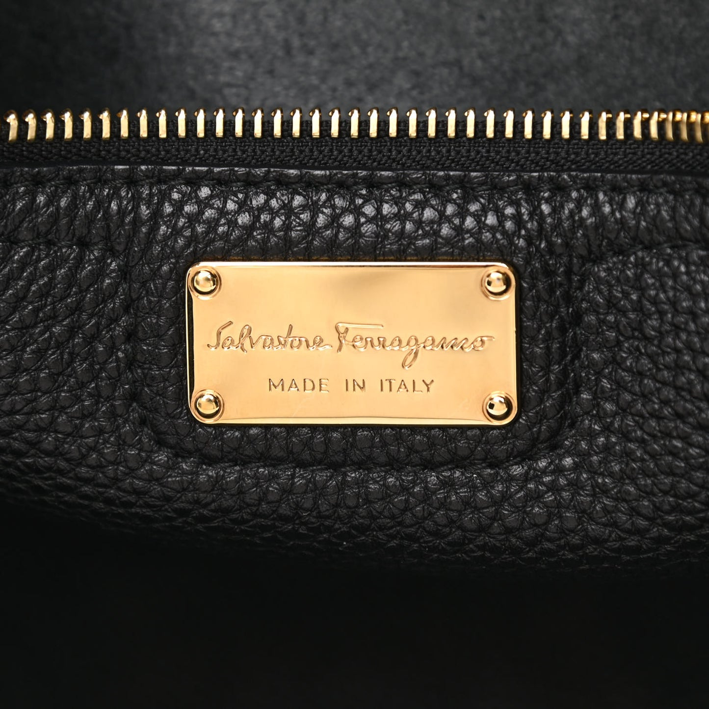 Hammered Calfskin Double Handle Large Amy Tote Black