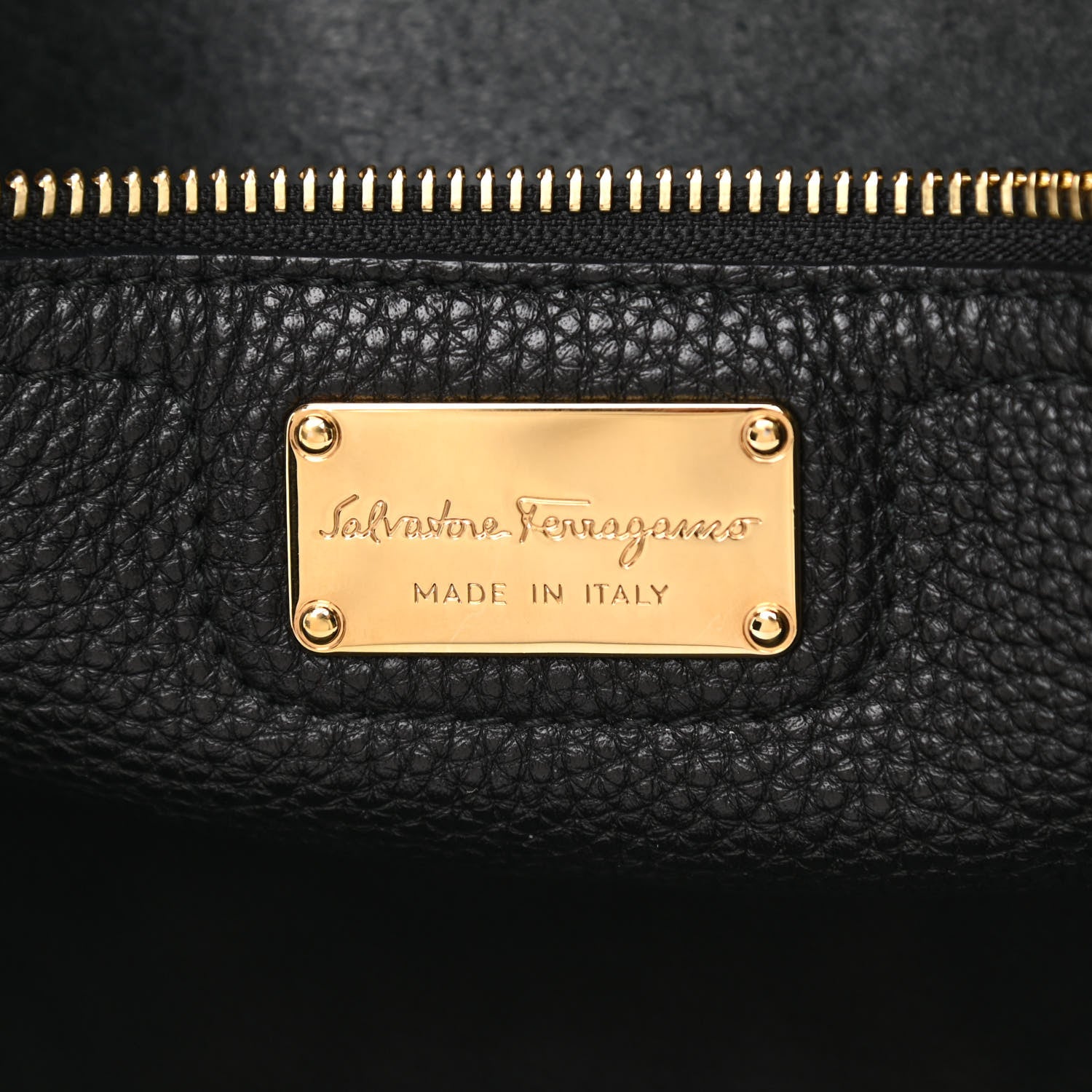 Salvatore Ferragamo Hammered Calfskin Double Handle Large Amy Tote Black 6 of 9