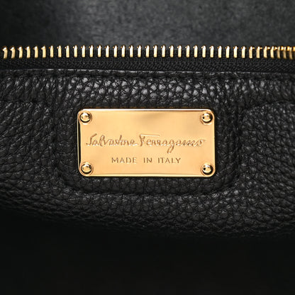 Salvatore Ferragamo Hammered Calfskin Double Handle Large Amy Tote Black 6 of 9