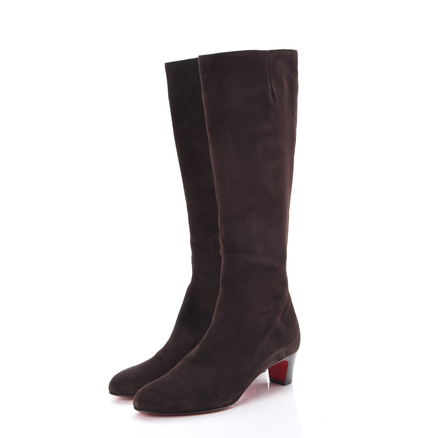 Christian Louboutin Suede Bourge 50 Tall Boots 38 Brown 3 of 9