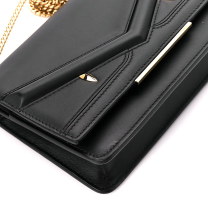 Fendi Vitello Century Eyebrow Monster Eyes Embossed Tube Wallet On Chain Black 13 of 15