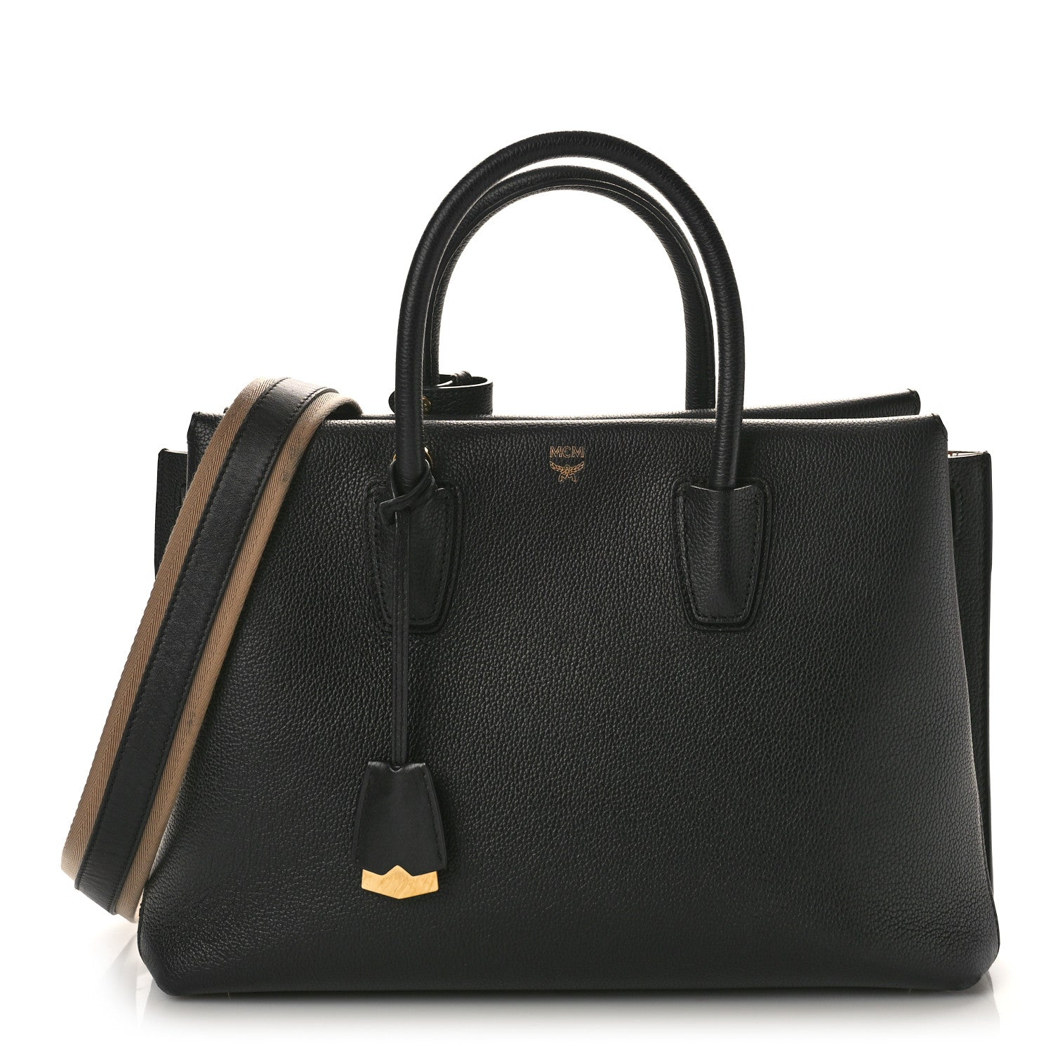 MCM Grained Calfskin Large Milla Tote Black 1 of 16