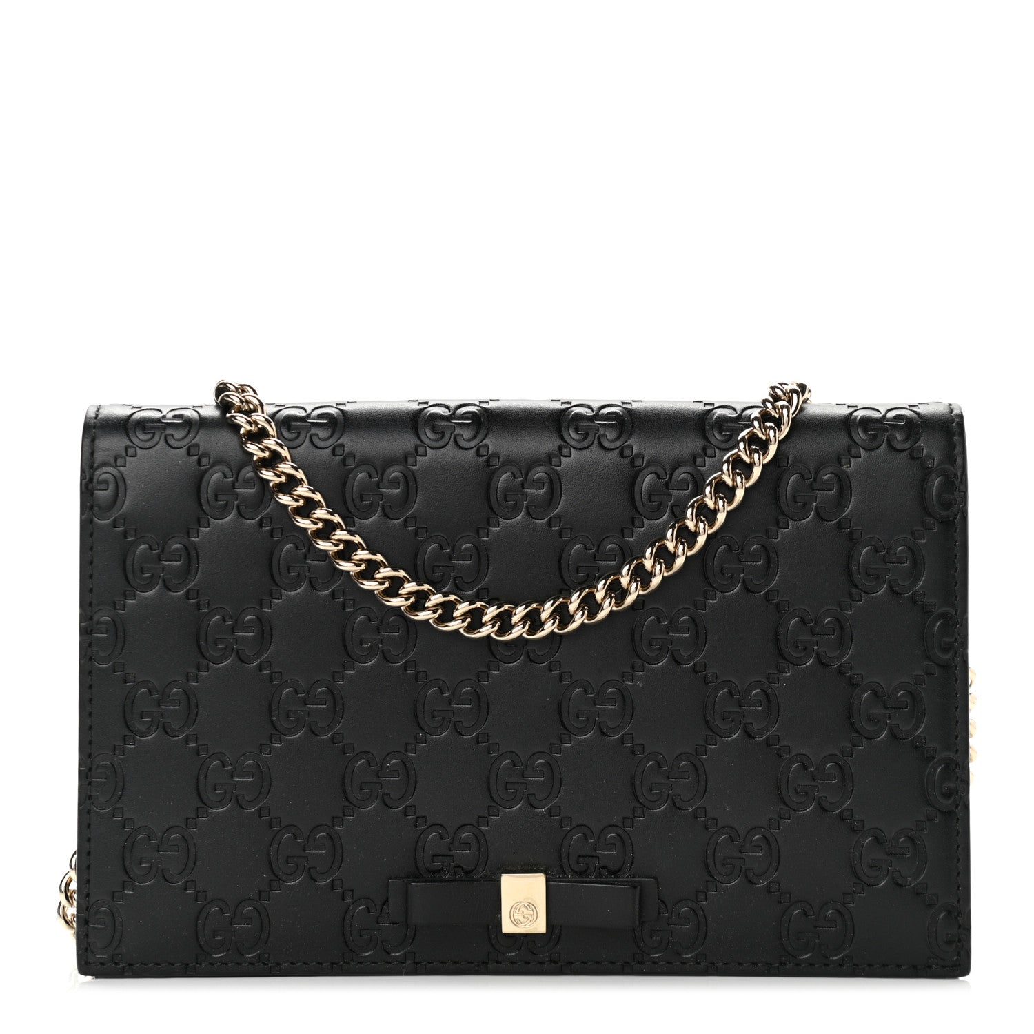 Gucci Guccissima Signature Bowy Chain Wallet Black 1 of 9