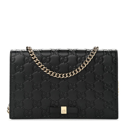Gucci Guccissima Signature Bowy Chain Wallet Black 1 of 9