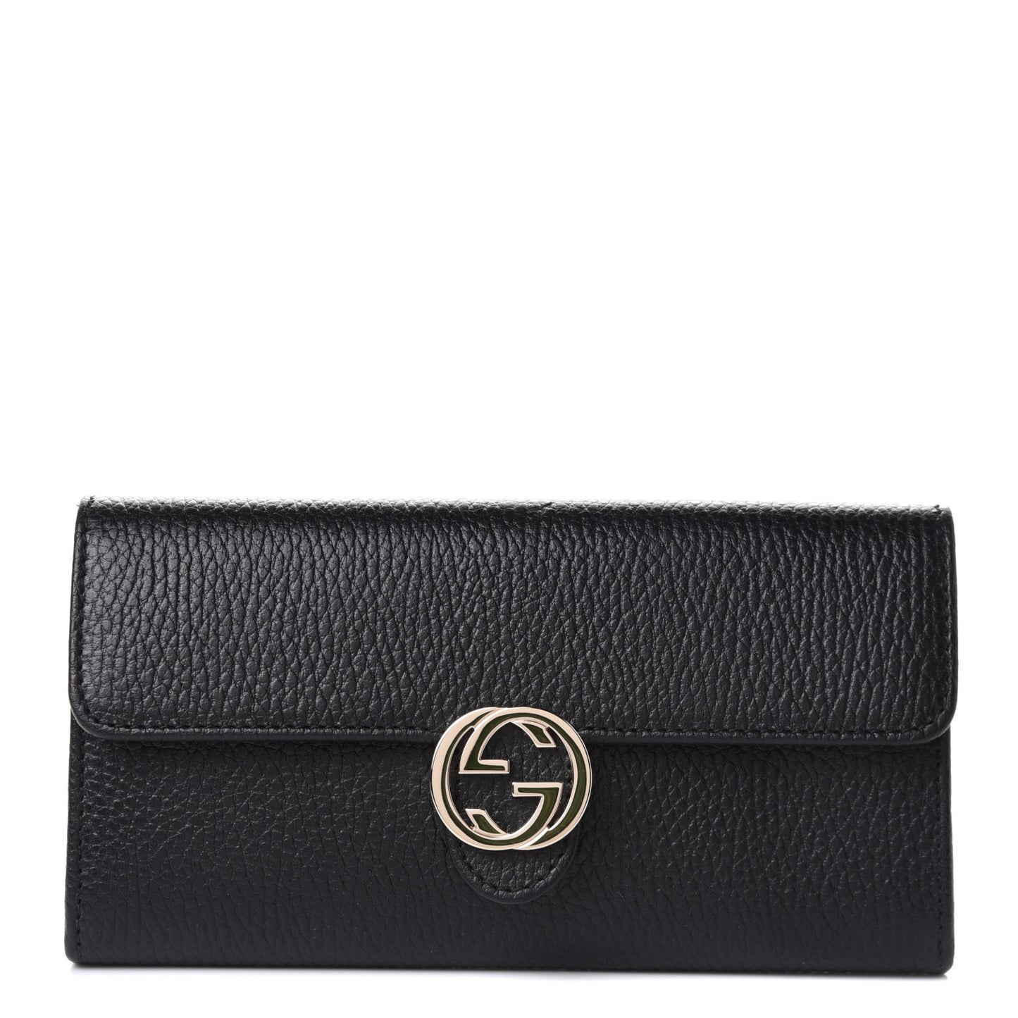 Dollar Calfskin Interlocking G Continental Wallet Black