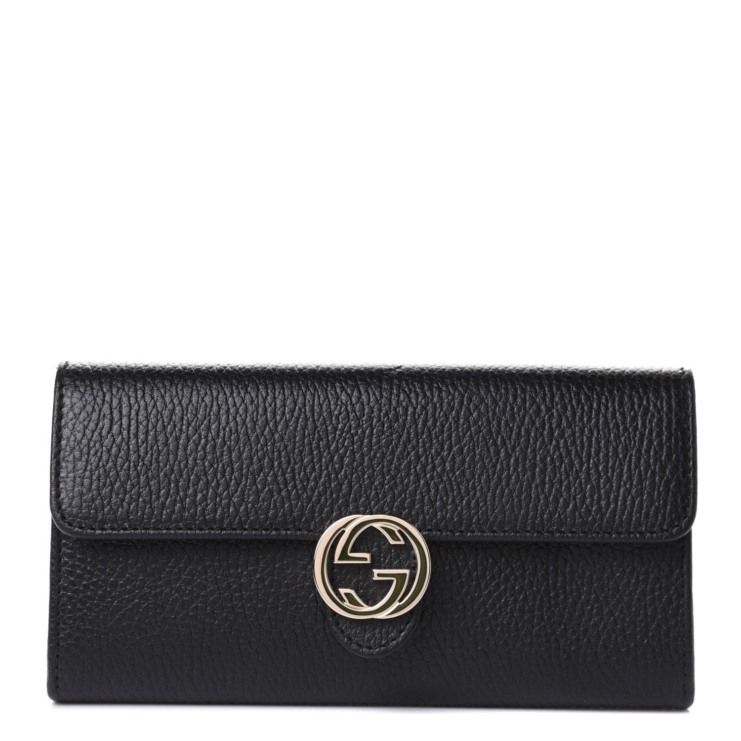 Gucci Dollar Calfskin Interlocking G Continental Wallet Black 1 of 9