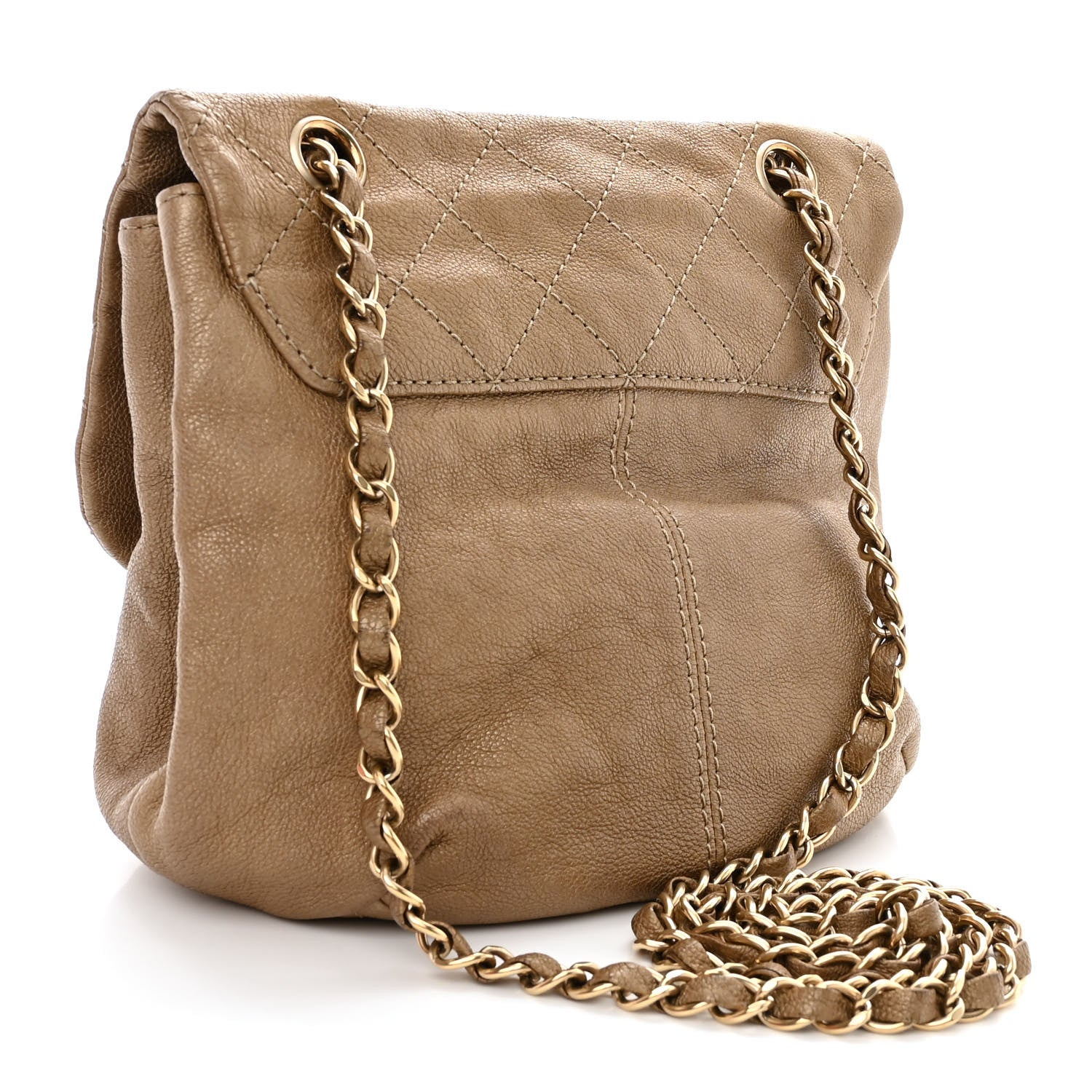Chanel Metallic Calfskin Quilted Mini Trianon Messenger Flap Gold 3 of 13