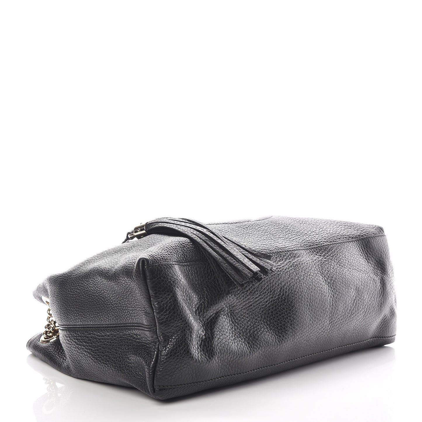 Pebbled Calfskin Medium Soho Chain Shoulder Bag Black