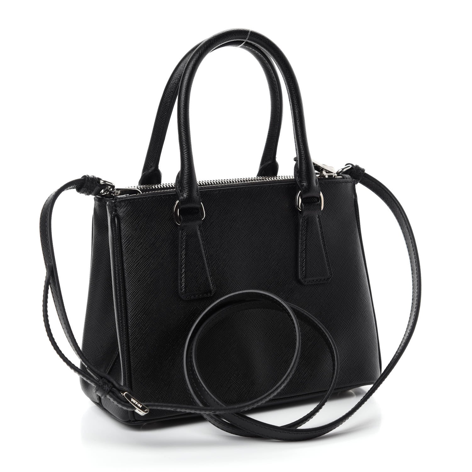 Prada Saffiano Lux Crystal Mini Galleria Double Zip Tote Black 4 of 11