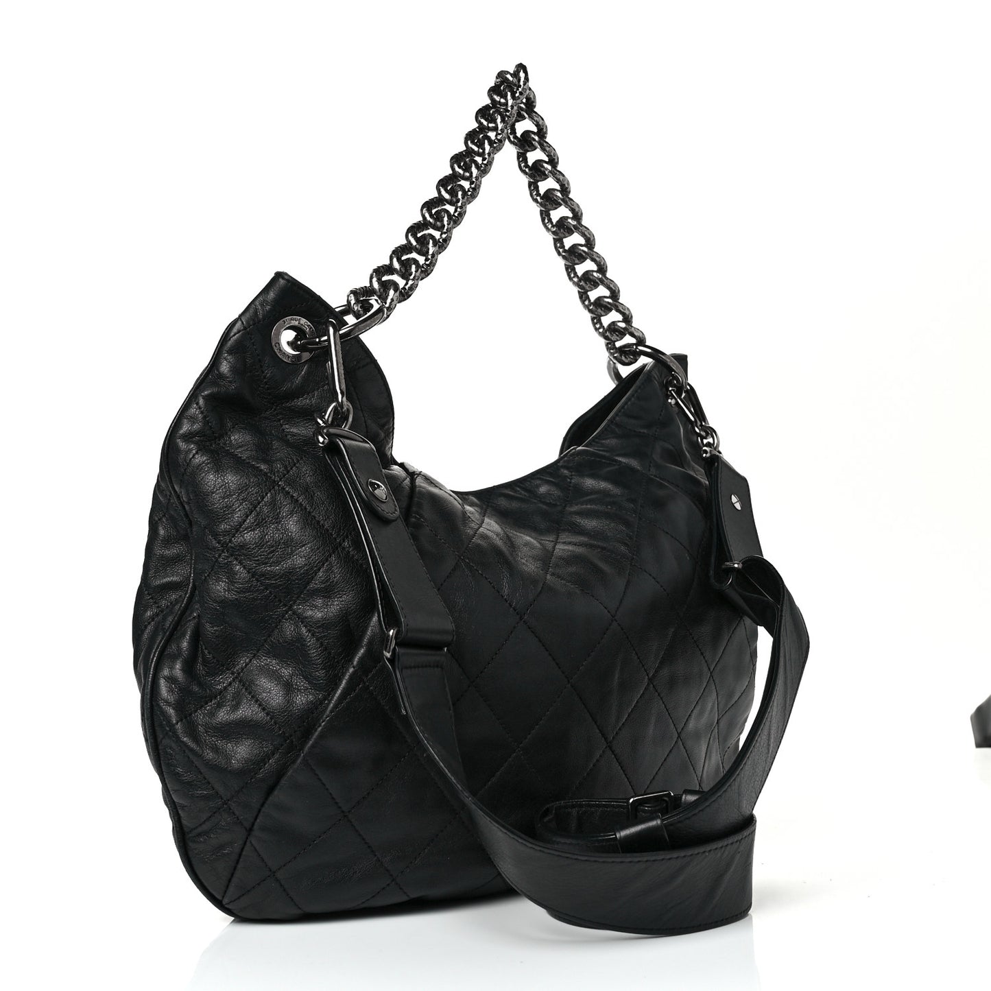 Calfskin Coco Pleats Hobo Black