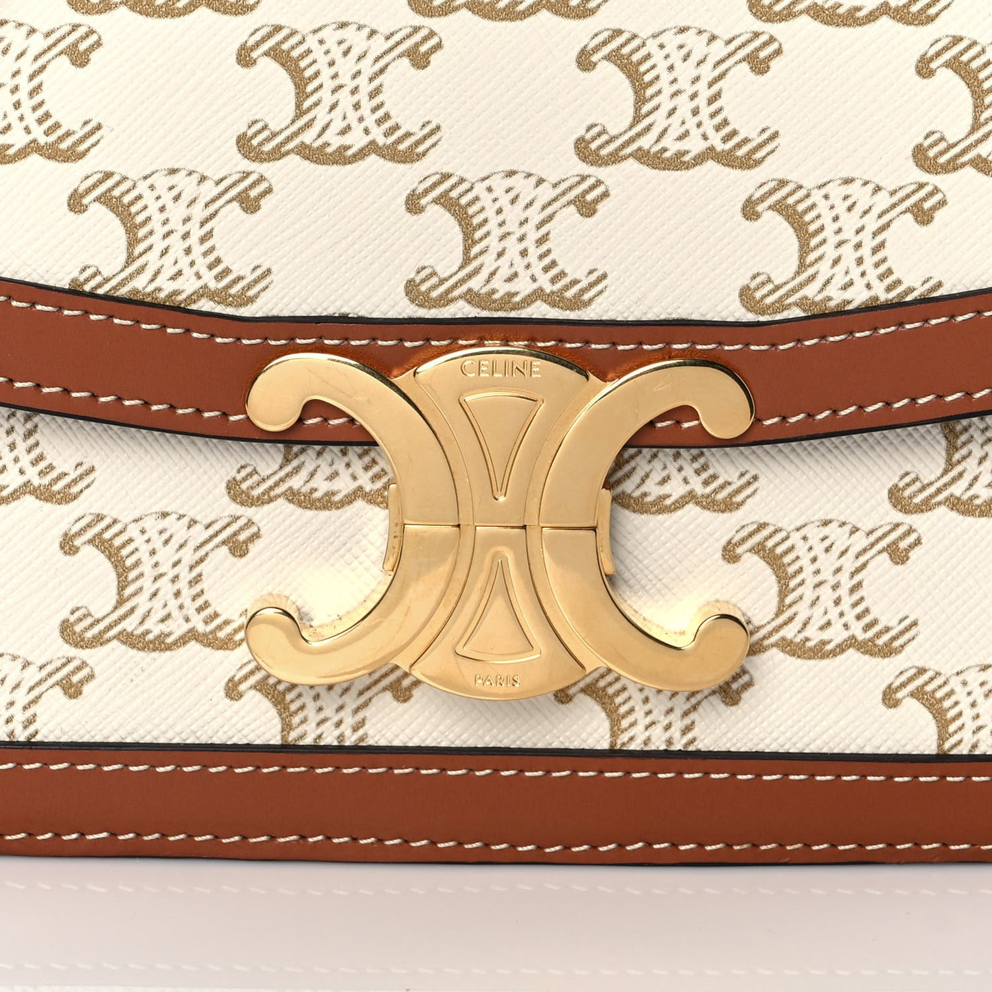Calfskin Triomphe Canvas Teen Triomphe Bag White