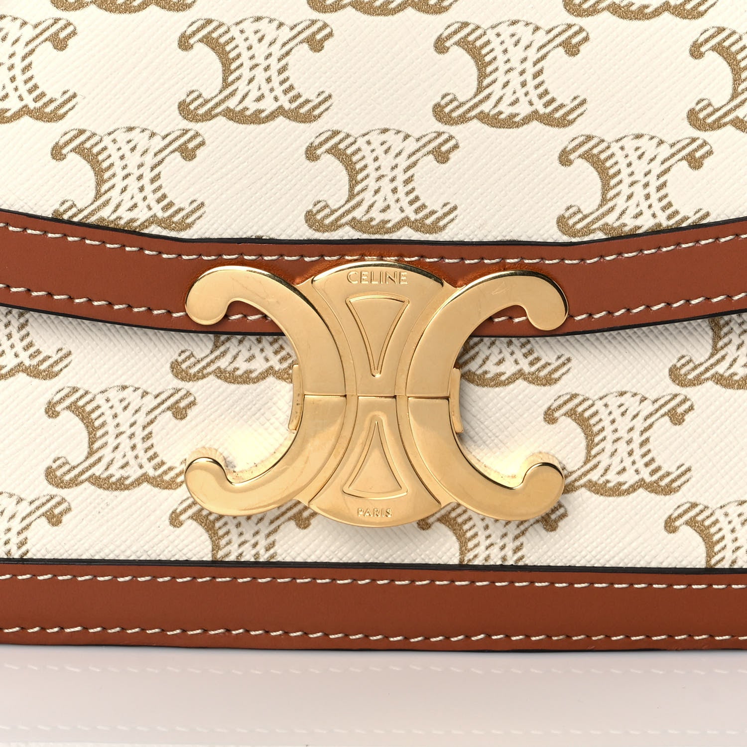 Celine Calfskin Triomphe Canvas Teen Triomphe Bag White 9 of 10