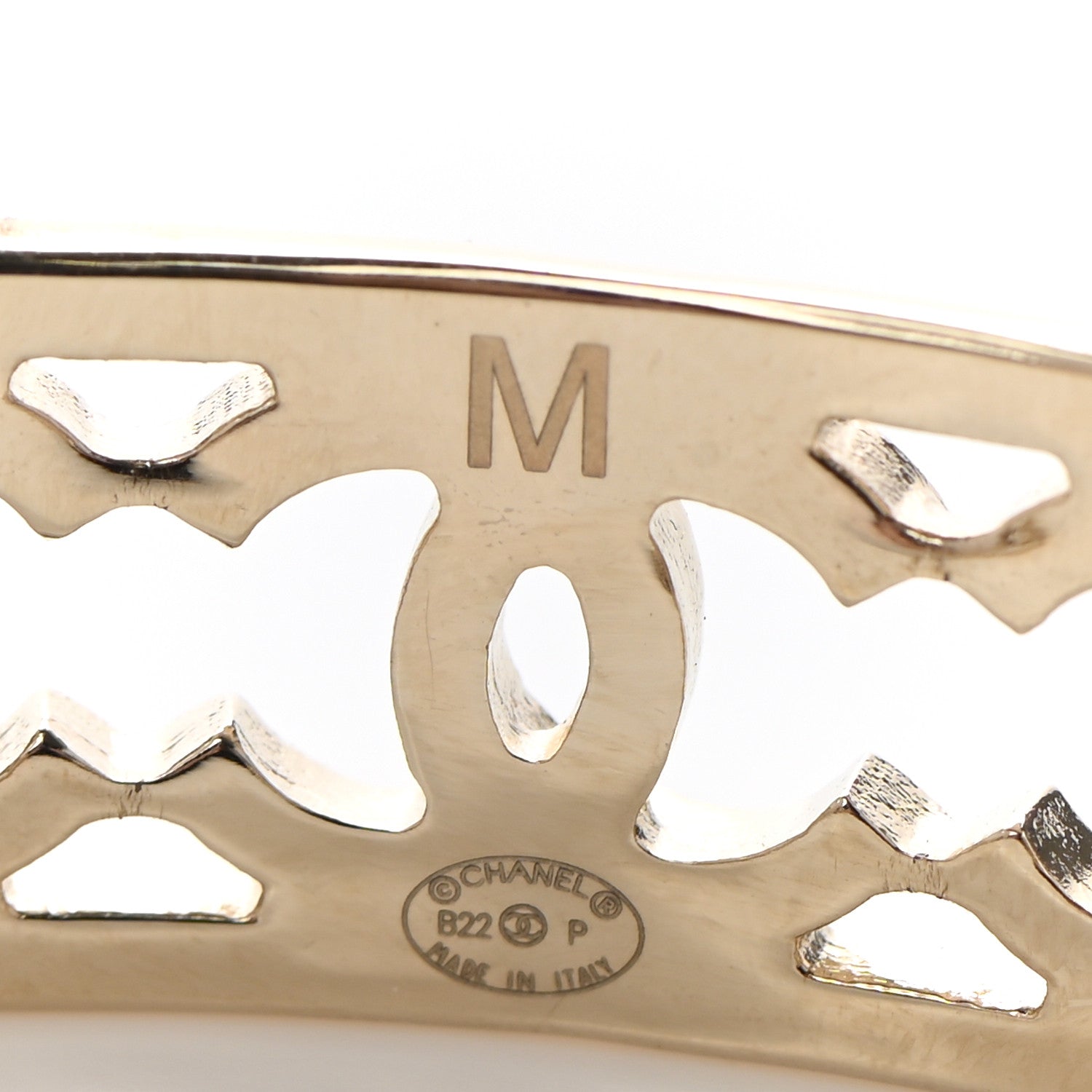 Chanel Metal Logo CC Cuff Gold 4 of 5