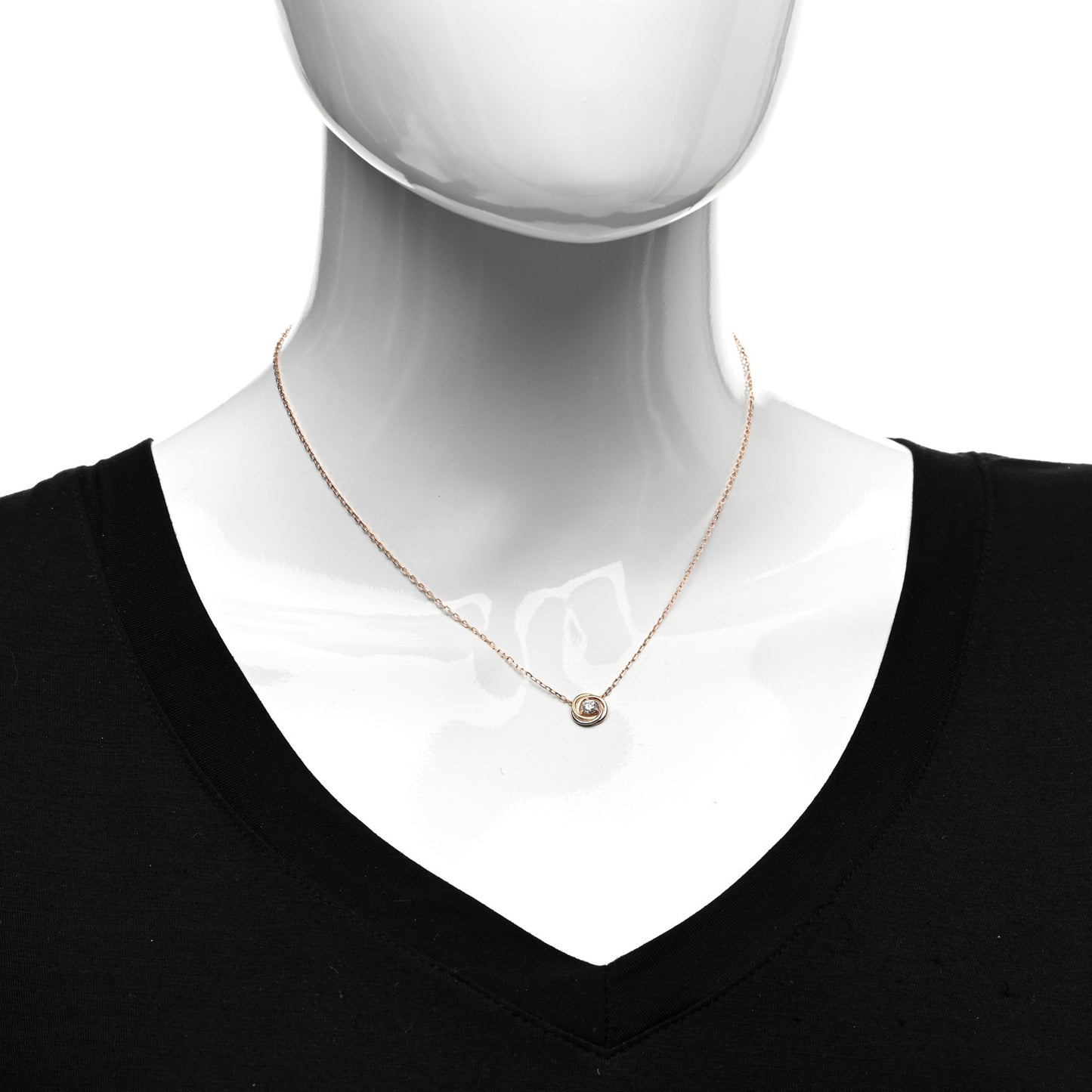 18K Pink White Yellow Gold Diamond Trinity De Cartier Pendant Necklace