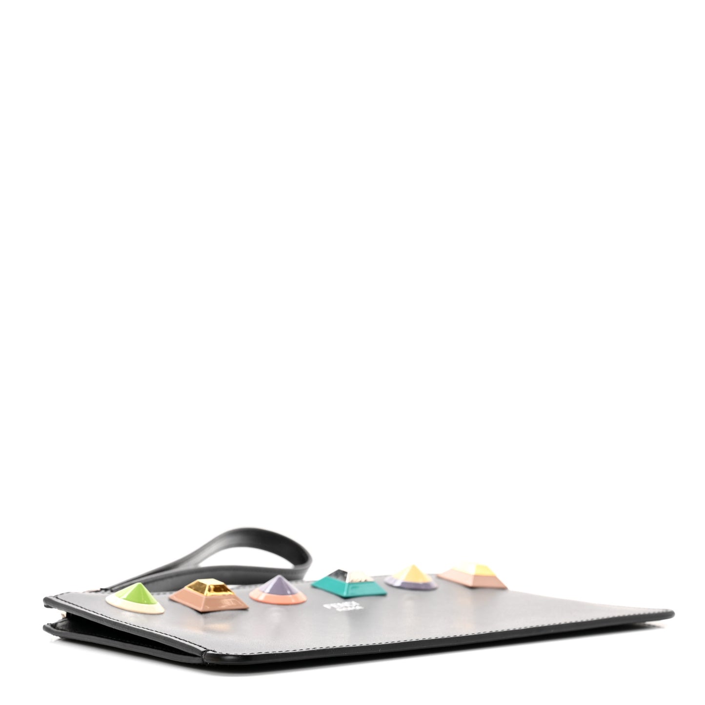 Vitello Liberty Studded Zip Pouch Black Multicolor