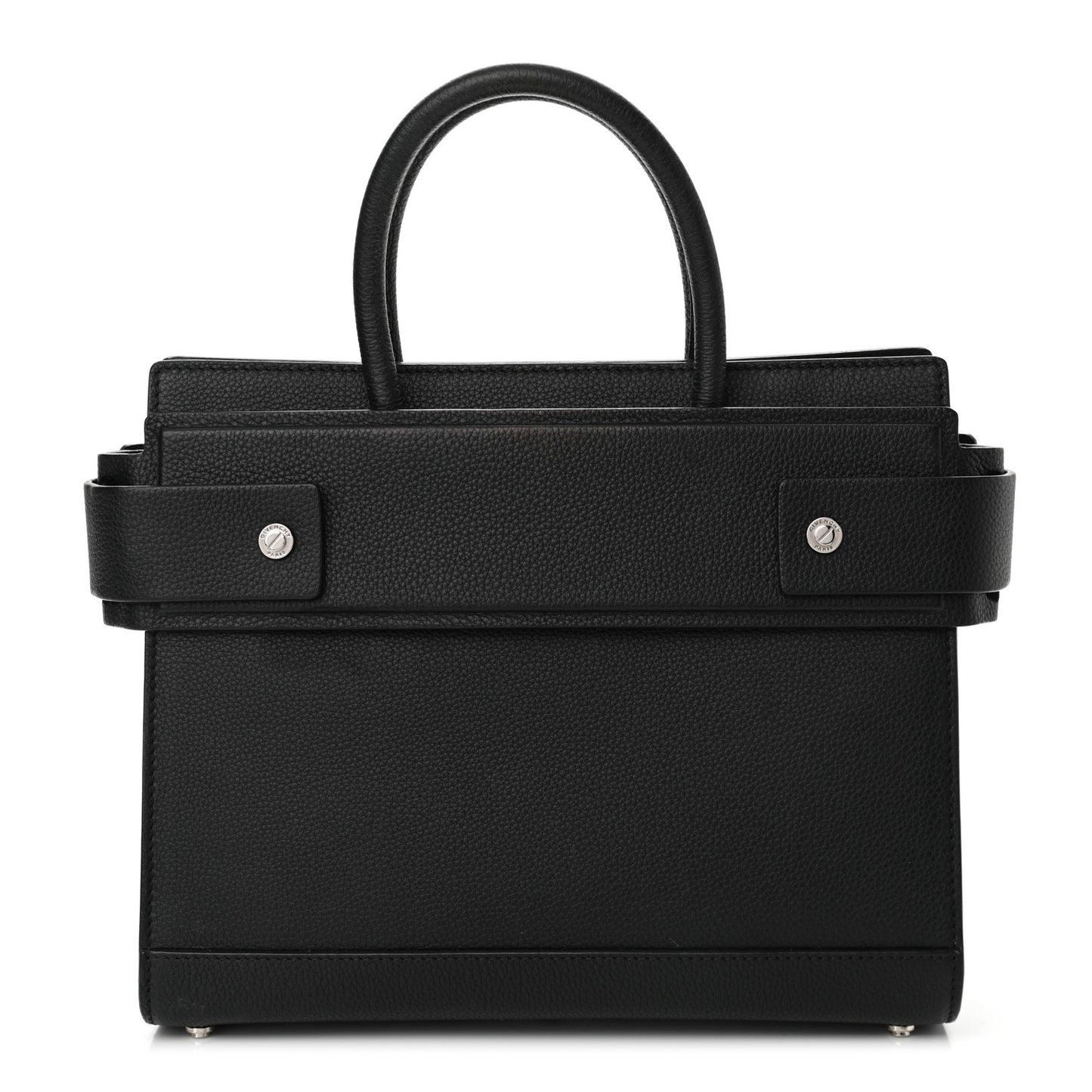 Grained Calfskin Small Horizon Satchel Black