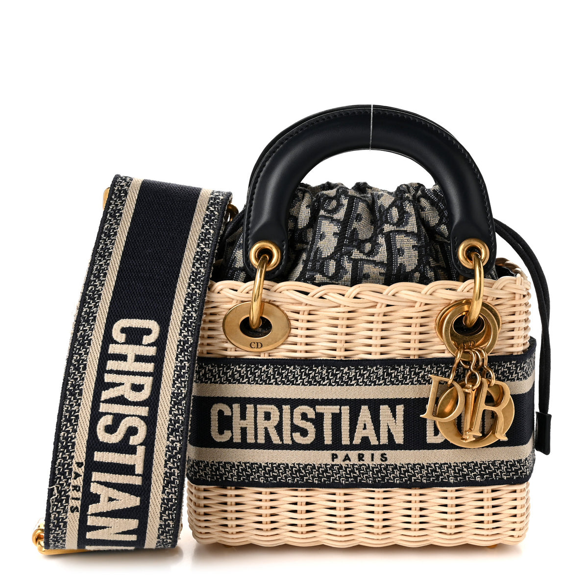 Christian Dior Wicker Oblique Mini Lady Dior Bag Blue 1 of 9