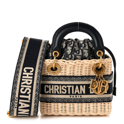 Christian Dior Wicker Oblique Mini Lady Dior Bag Blue 1 of 9