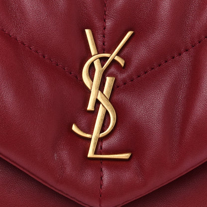 Saint Laurent Lambskin Quilted Toy Loulou Puffer Monogram Chain Satchel Red 8 of 11