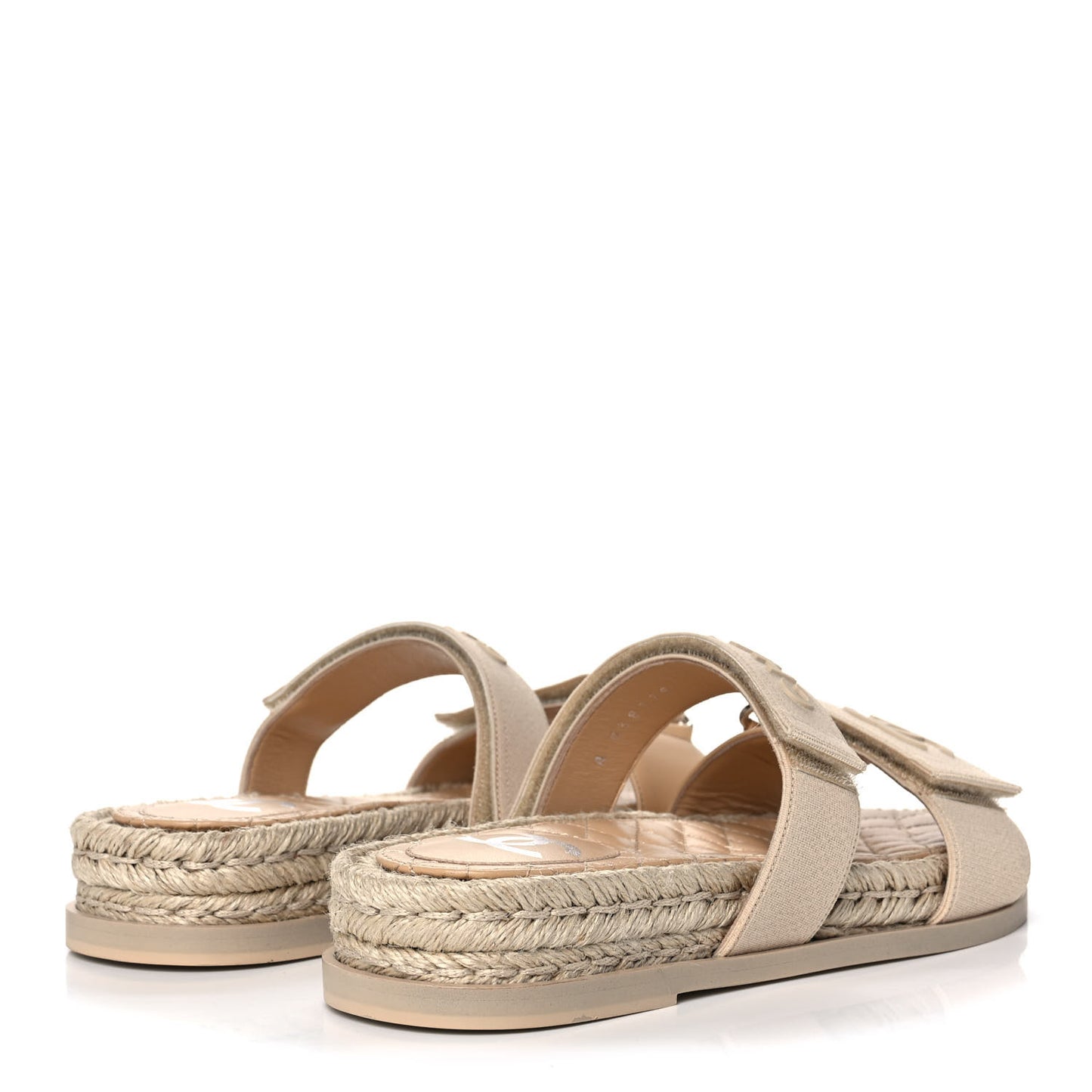 Grosgrain Lambskin Elastic Flat Mules 36 Beige
