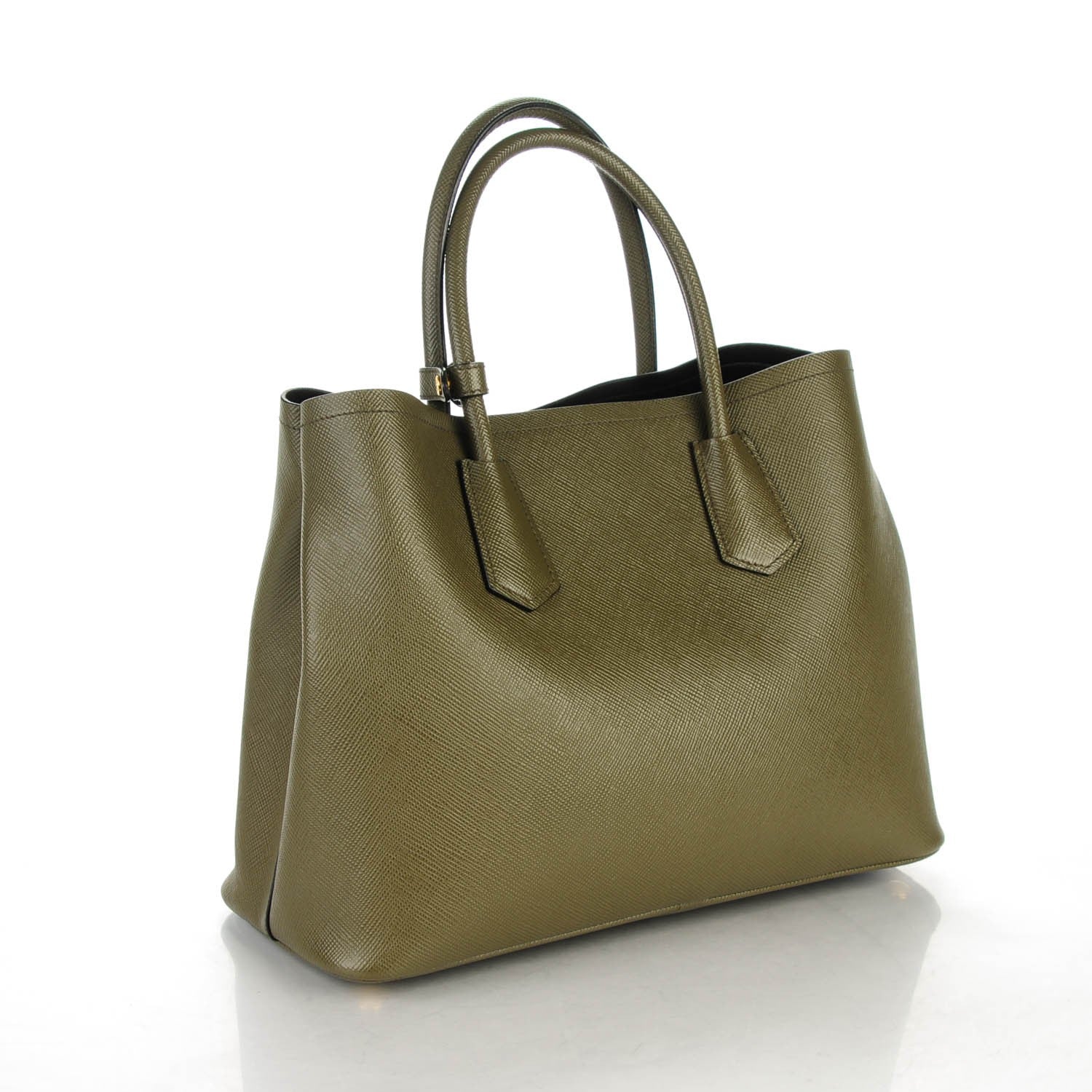 Prada Saffiano Cuir Medium Double Bag Militare Black 3 of 7