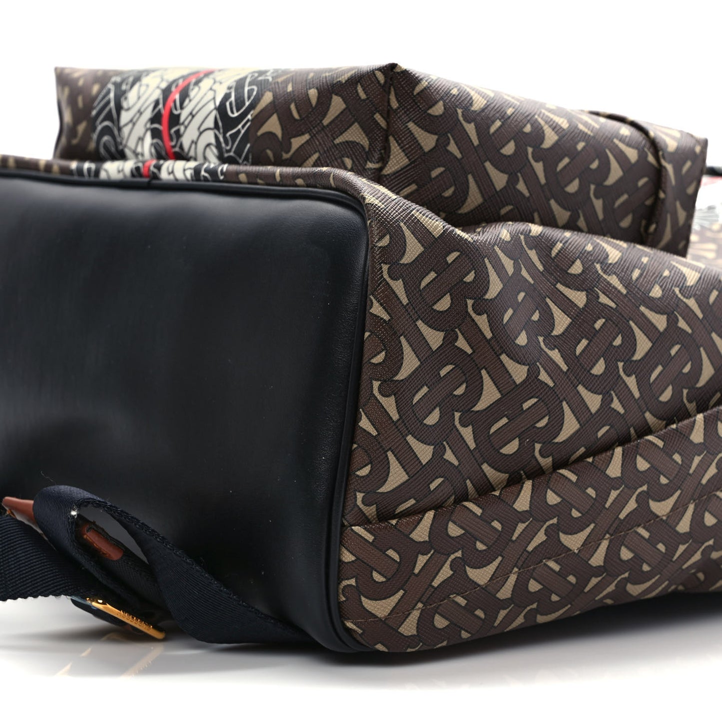 E-Canvas Monogram Stripe Backpack Bridle Brown