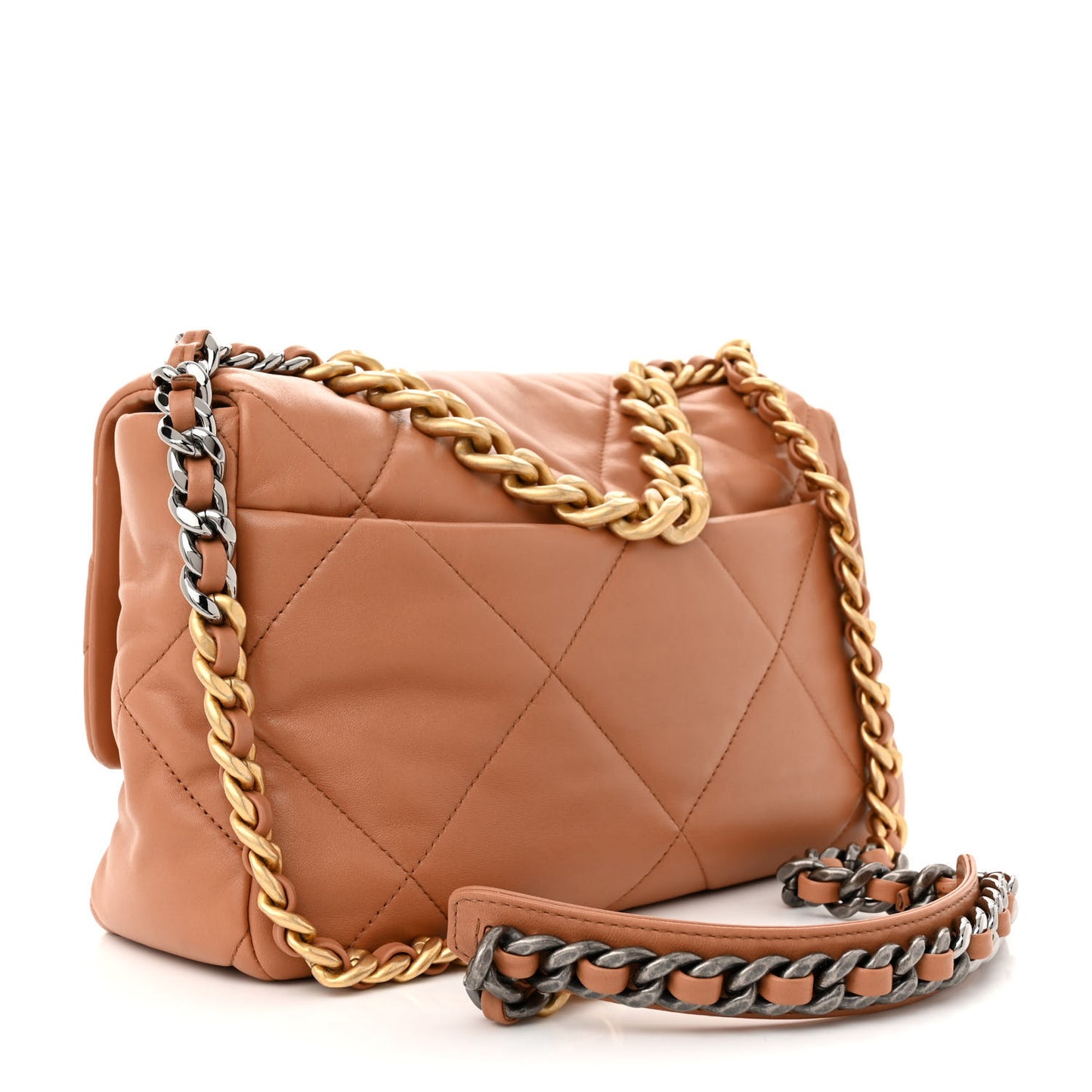 Lambskin Quilted Large Chanel 19 Flap Brown