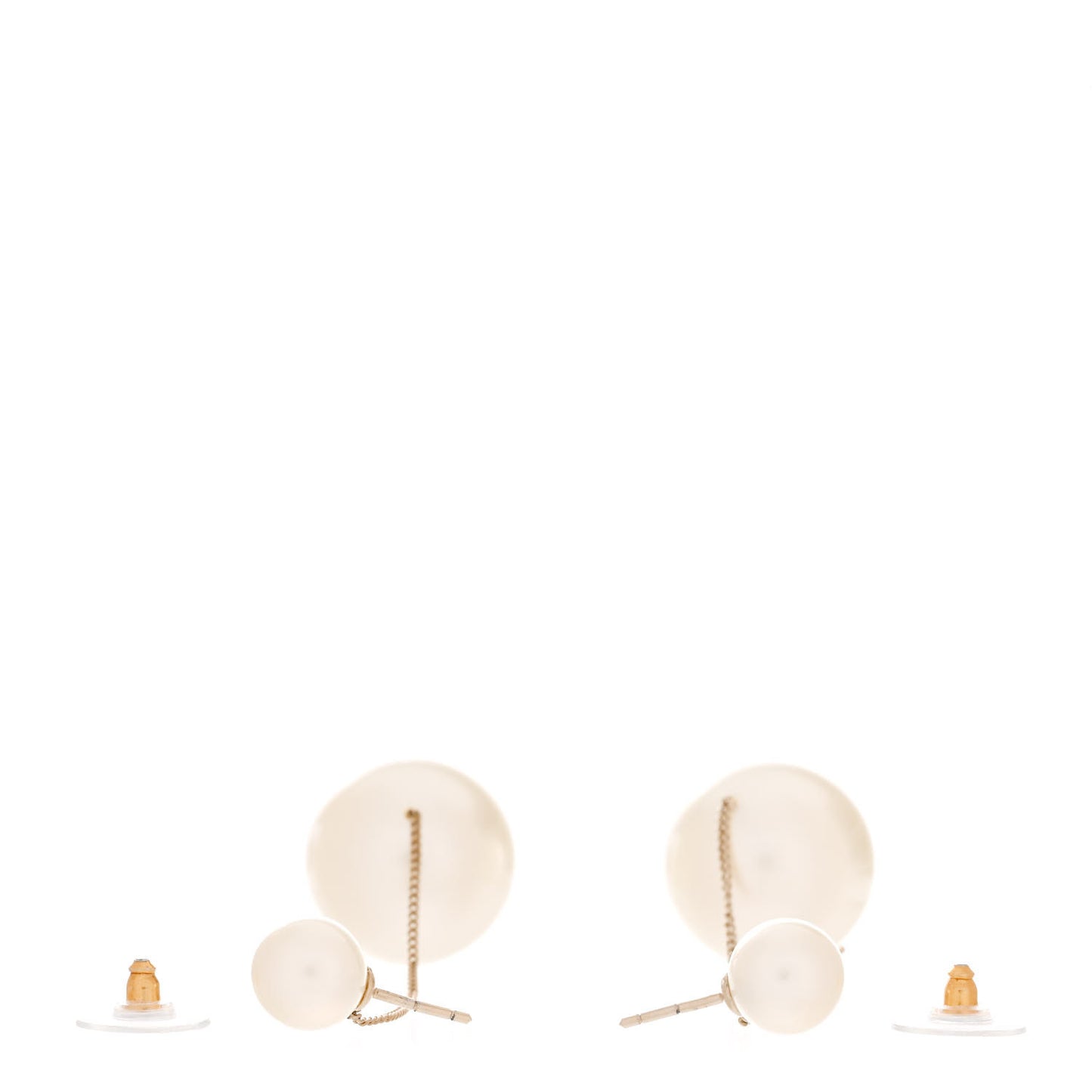 Pearl CC Chain Drop Earrings Gold