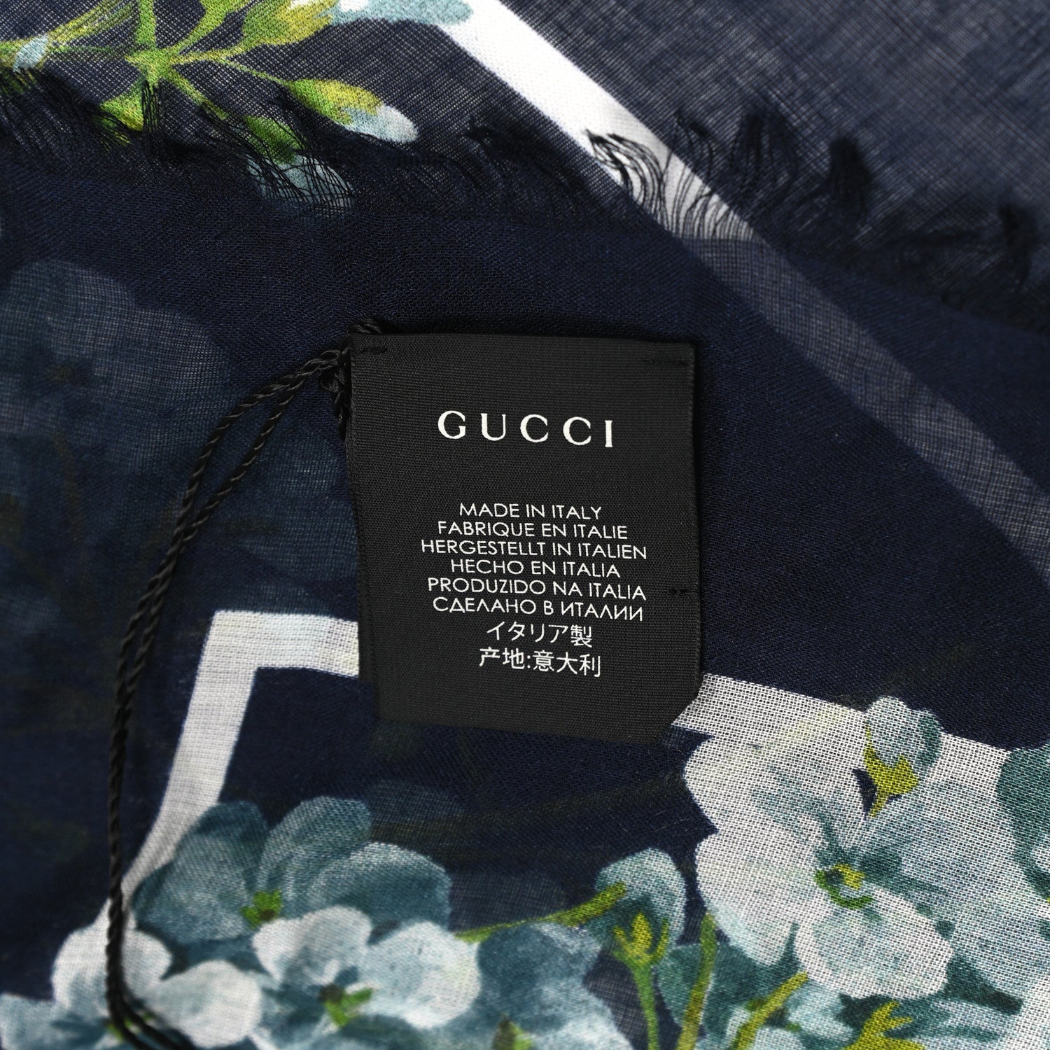 Gucci Modal Silk New Bloom Square Scarf Midnight Blue Sky Blue 3 of 4