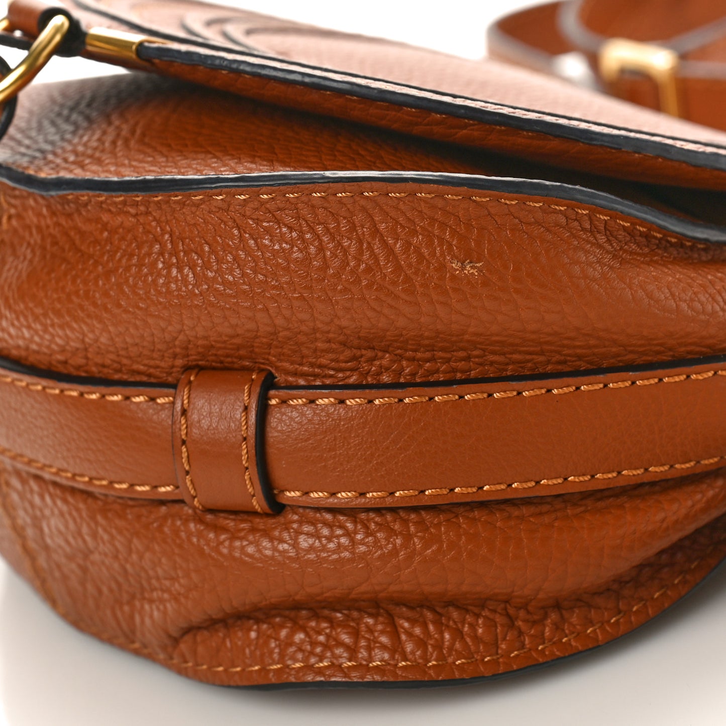 Grained Calfskin Small Marcie Saddle Bag Tan