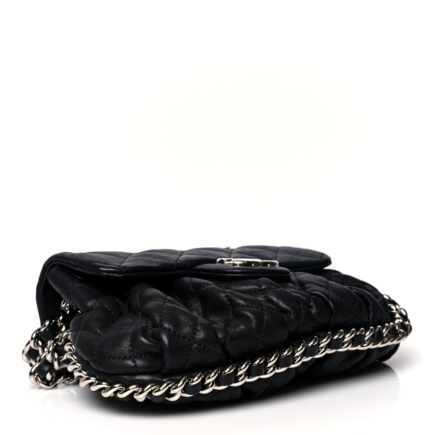Chanel Washed Lambskin Quilted Mini Chain Around Flap Black 4 of 10