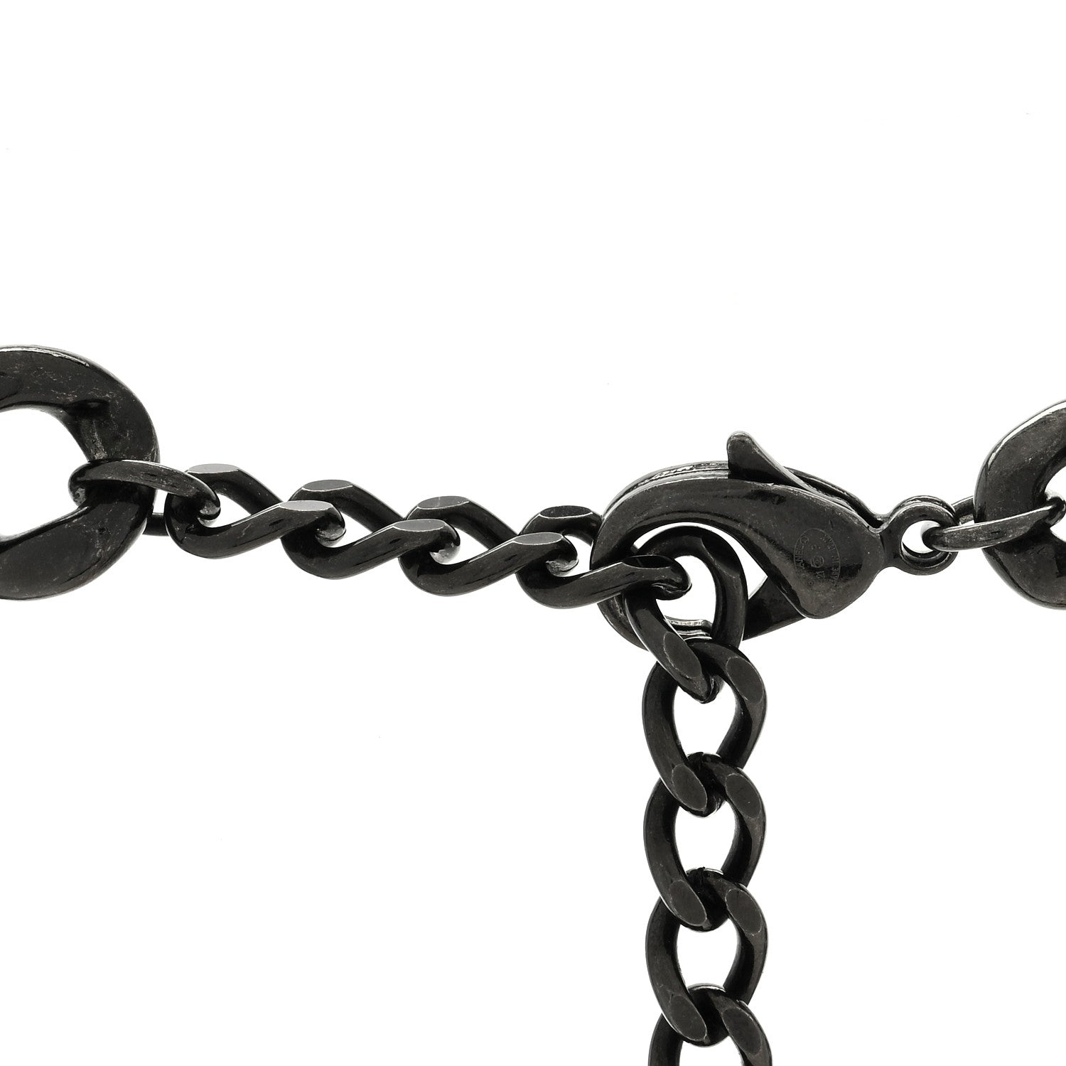 Chanel CC Chain Choker Necklace Ruthenium Gold 4 of 5