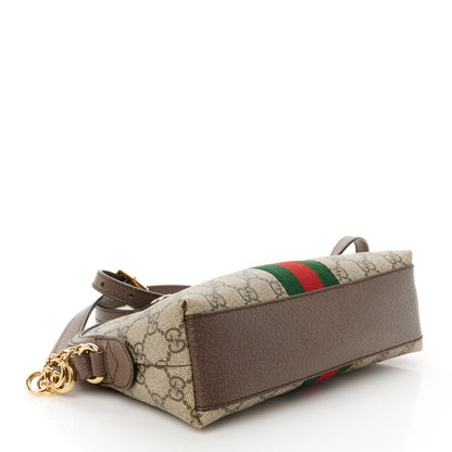 Gucci GG Supreme Monogram Textured Dollar Calfskin Web Small Ophidia Dome Shoulder Bag Beige Ebony New Acero 4 of 11
