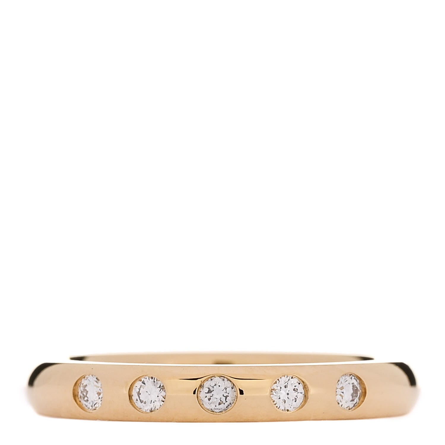 Tiffany 18K Yellow Gold Diamond Elsa Peretti 5 Diamond Stacking Band Ring 49 5 1 of 6