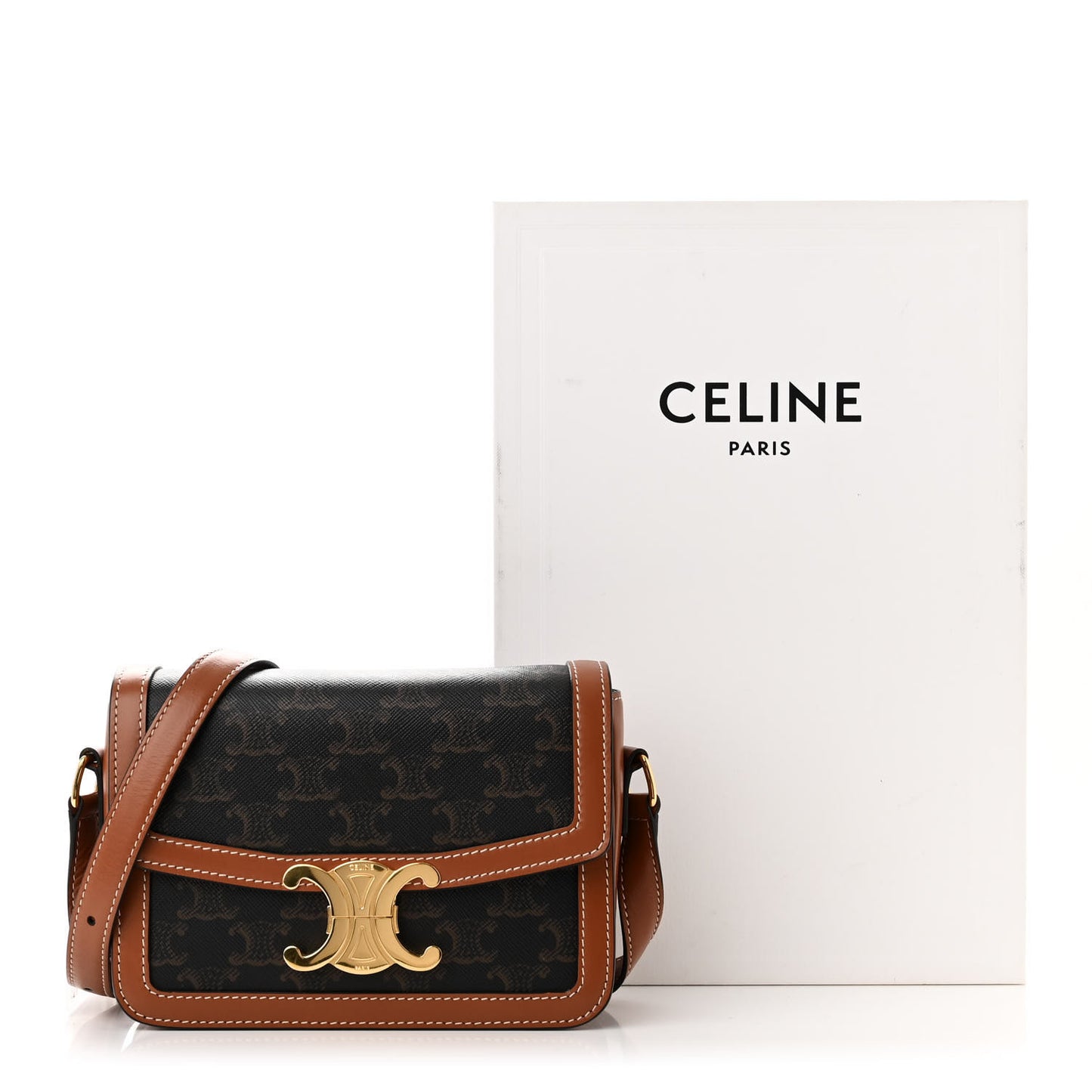 Calfskin Triomphe Canvas Teen Triomphe Bag Tan