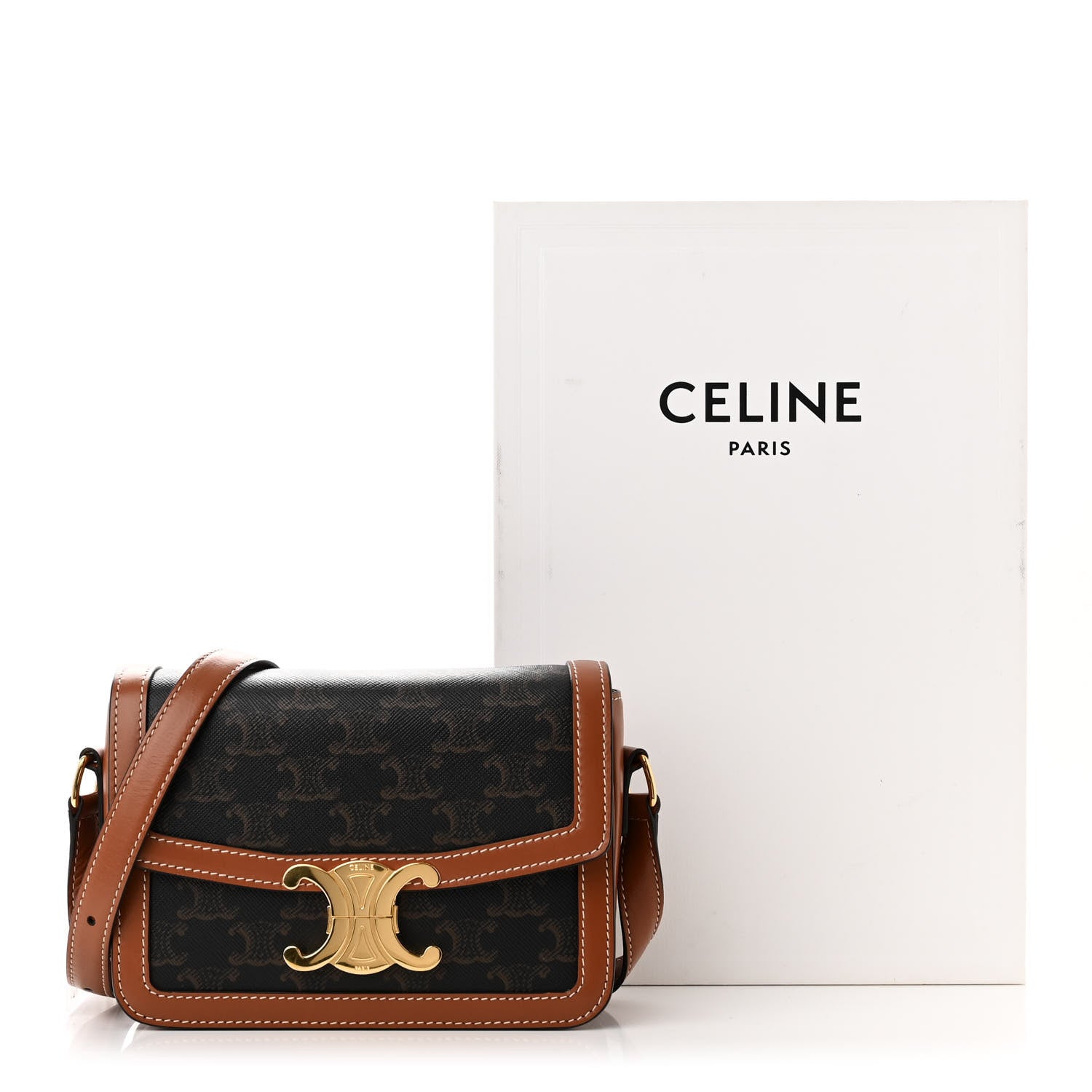 Celine Calfskin Triomphe Canvas Teen Triomphe Bag Tan 11 of 11