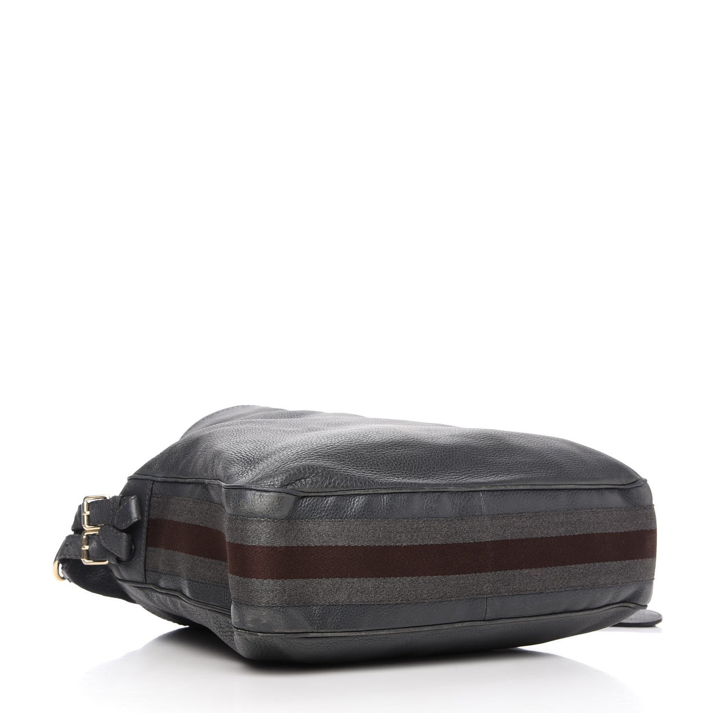 Pebbled Calfskin Medium Heritage Shoulder Bag Charcoal Grey