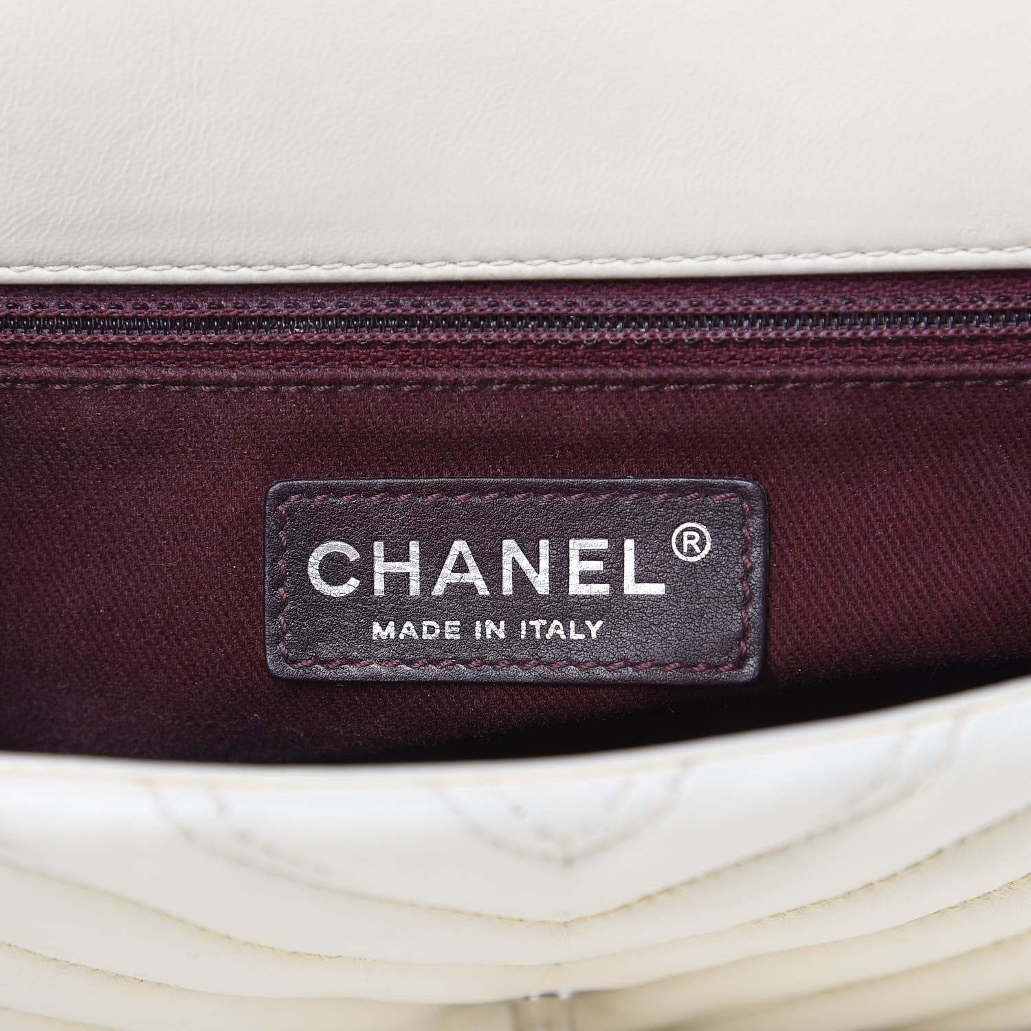 Chanel Lambskin Chevron Double Stitch Medium Single Flap White 6 of 12