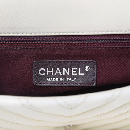 Chanel Lambskin Chevron Double Stitch Medium Single Flap White 6 of 12