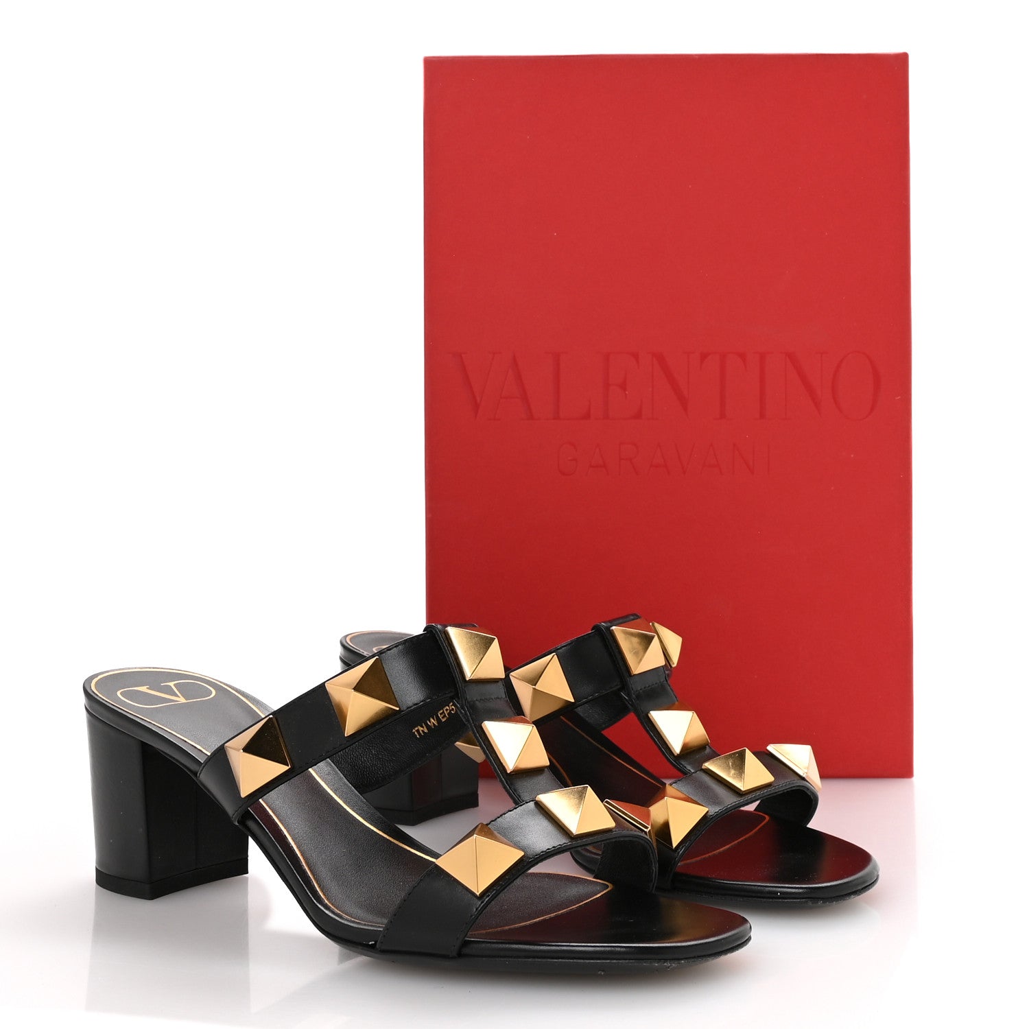 Valentino Garavani Calfskin Roman Stud 60mm Slide Sandals 38.5 Black 9 of 9