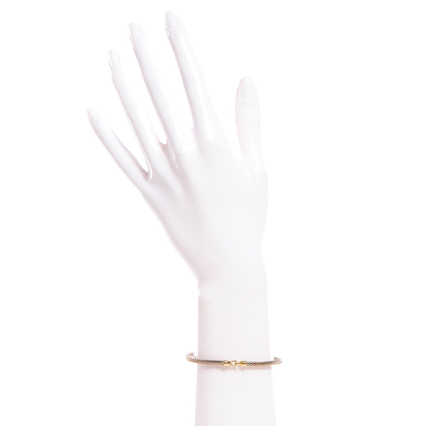 Sterling Silver 18K Yellow Gold 3mm Cable Buckle Bracelet